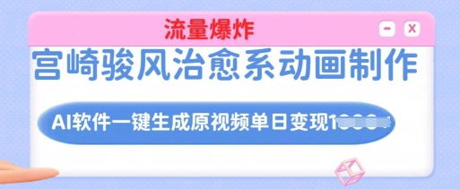 宫崎骏风治愈系动画制作，AI软件一键生成原创视频流量爆炸，单日变现多张，详细实操流程-云享网创