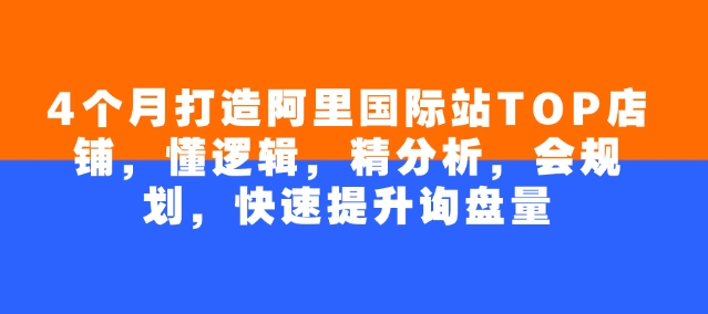 4个月打造阿里国际站TOP店铺，懂逻辑，精分析，会规划，快速提升询盘量-云享网创