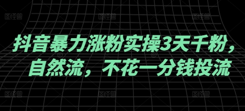抖音暴力涨粉实操3天千粉，自然流，不花一分钱投流，实操经验分享-云享网创