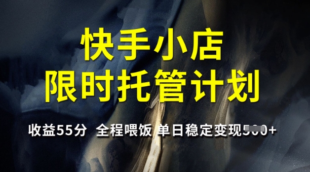 快手小店限时托管计划，收益55分，全程喂饭，单日稳定变现5张【揭秘】-云享网创