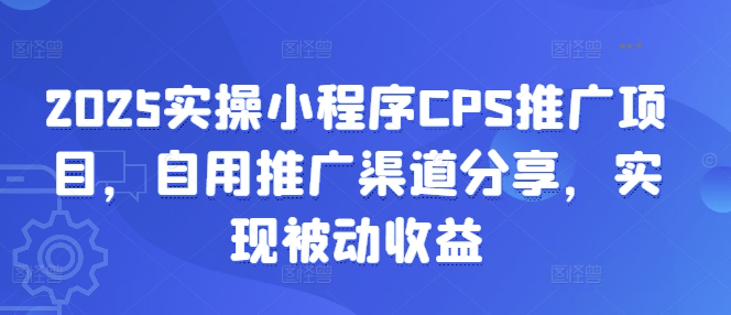 2025实操小程序CPS推广项目，自用推广渠道分享，实现被动收益-云享网创