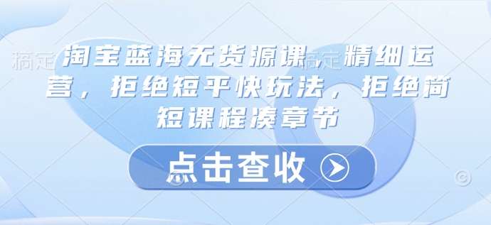 淘宝蓝海无货源课，精细运营，拒绝短平快玩法，拒绝简短课程凑章节-云享网创