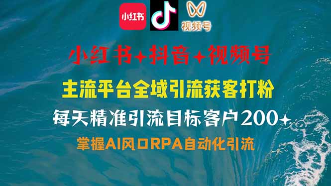 小红书、抖音、视频号全域多平台引流获客，日引目标客户200+，RPA自动…-云享网创