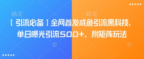 【引流必备】全网首发咸鱼引流黑科技，单日曝光引流500+，附矩阵玩法【揭秘】-云享网创