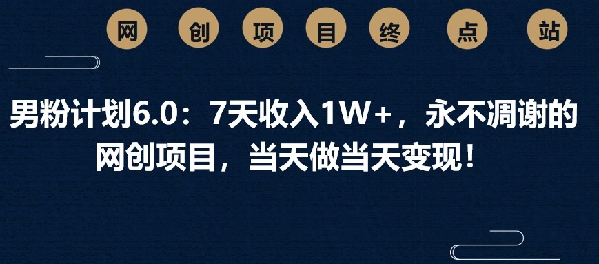 男粉计划6.0：7天收入1W+，永不凋谢的网创项目，当天做当天变现！-云享网创