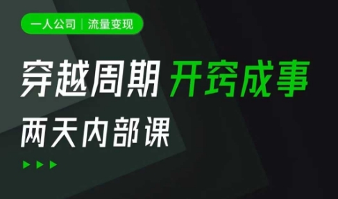 一人公司：流量变现课，一人公司的方法模型拆解， 拆解富人思维，流量思维，小老板思维等-云享网创