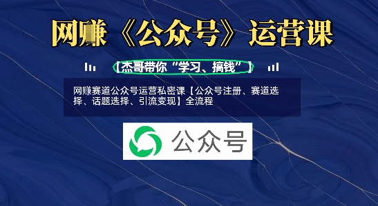 网创赛道公众号运营私密课【公众号注册、赛道选择、话题选择、引流变现】全流程-云享网创