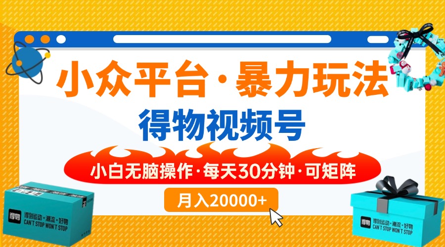 小众平台暴力玩法，一键搬运爆款视频，可矩阵小白无脑操作，每天30分钟…-云享网创