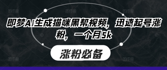 即梦AI生成猫咪黑帮视频，迅速起号涨粉，一个月5k-云享网创