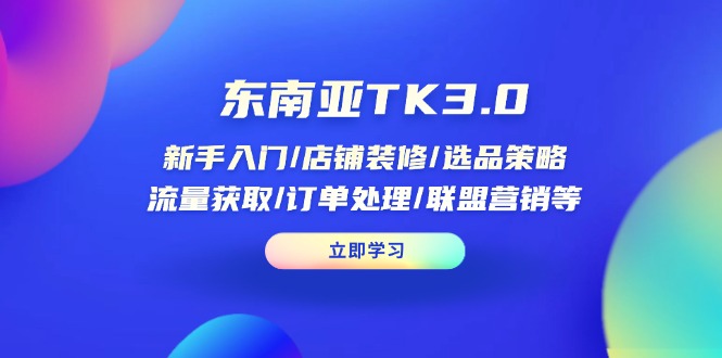 东南亚TK3.0：新手入门/店铺装修/选品策略/流量获取/订单处理/联盟营销等-云享网创