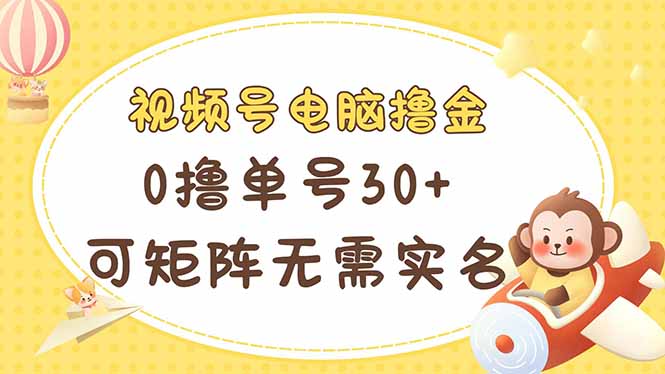 视频号电脑撸金 0撸单号30+ 可矩阵 无需实名多号多得-云享网创