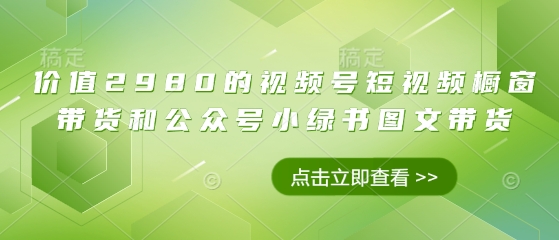 价值2980的视频号短视频橱窗带货和公众号小绿书图文带货-云享网创