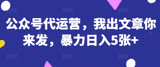 公众号代运营，我出文章你来发，暴力日入5张+【揭秘】-云享网创
