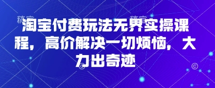 淘宝付费玩法无界实操课程，高价解决一切烦恼，大力出奇迹-云享网创