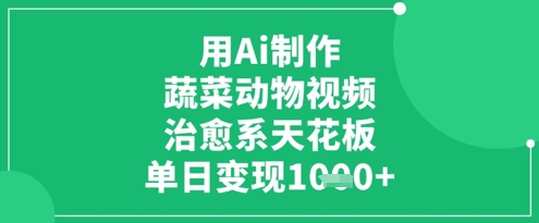 用Ai制作蔬菜动物视频，治愈系天花板，单日变现1k-云享网创