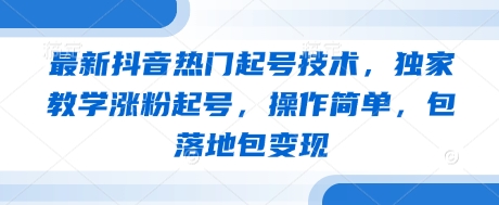 最新抖音热门起号技术，独家教学涨粉起号，操作简单，包落地包变现-云享网创