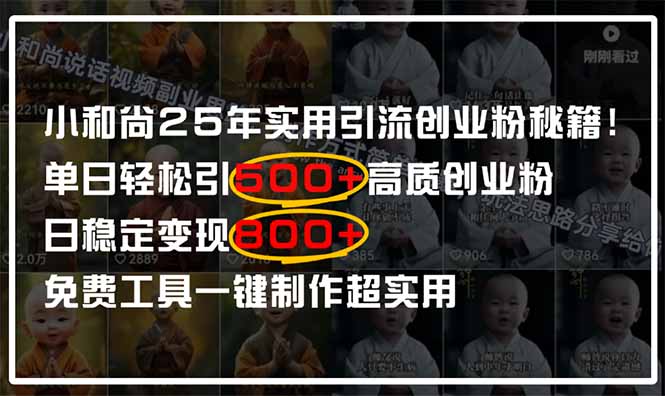 小和尚2025年实用引流秘籍！单日轻松引500+高质量创业粉，日变现800+，…-云享网创