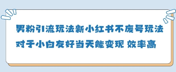 男粉引流玩法(新)，玩法友好做的好当天就能变现-云享网创