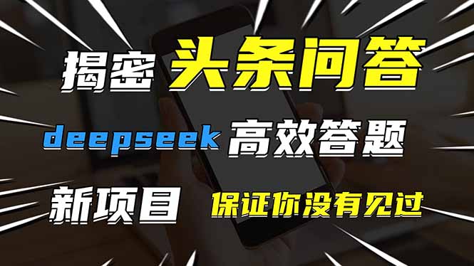 头条问答，刚出的新玩法！保证你没见过！用DeepSeek去高效答题，一个账…-云享网创