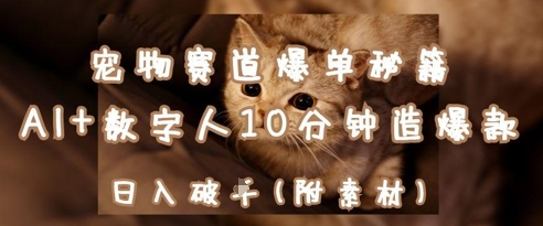 宠物赛道爆单秘籍：AI+数字人10分钟造爆款，日入1k-云享网创