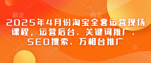 2025年4月份淘宝全套运营现场课程，运营后台、关键词推广、SEO搜索、万相台推广-云享网创
