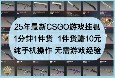 25年最新CSGO游戏挂G，1分钟1件货，1件货挣10元，纯手机操作，无需游戏经验【揭秘】-云享网创