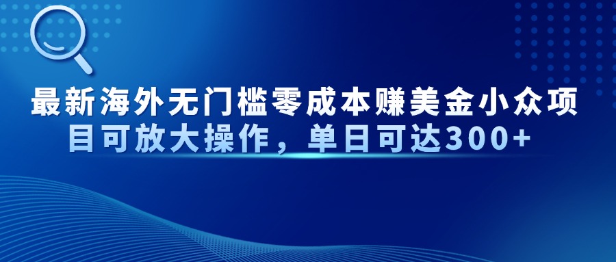 最新海外无门槛零成本赚美金小众项目可放大操作，单日可达300+-云享网创