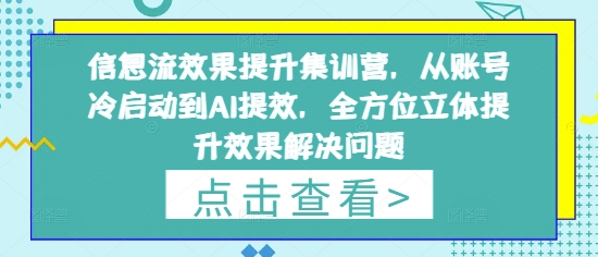 信息流效果提升集训营，从账号冷启动到AI提效，全方位立体提升效果解决问题-云享网创