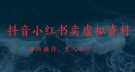 抖音小红书卖虚拟资料，市场需求一直存在，矩阵操作，月入1w+-云享网创