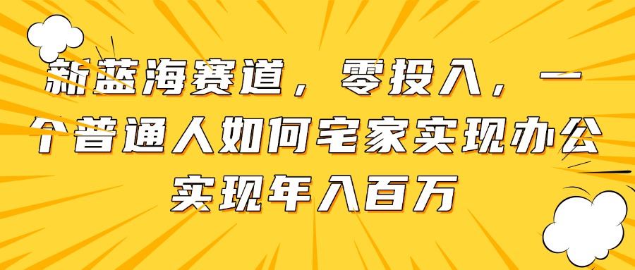 新蓝海赛道，零投入，一个普通人如何宅家办公实现年入百万-云享网创