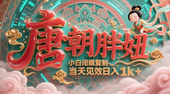 用AI克隆“唐朝胖妞”日更3条，平台疯狂推流，小白闭眼复制，当天见效，日入1k+-云享网创