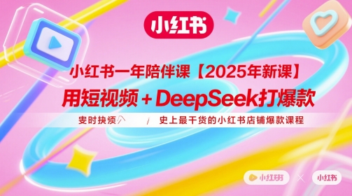 小红书一年陪伴课【2025年新课】，用短视频+deepSeek打爆款，史上最干货的小红书店铺爆款课程-云享网创