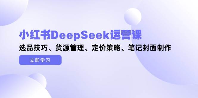 小红书DeepSeek运营课，选品技巧、货源管理、定价策略、笔记封面制作-云享网创