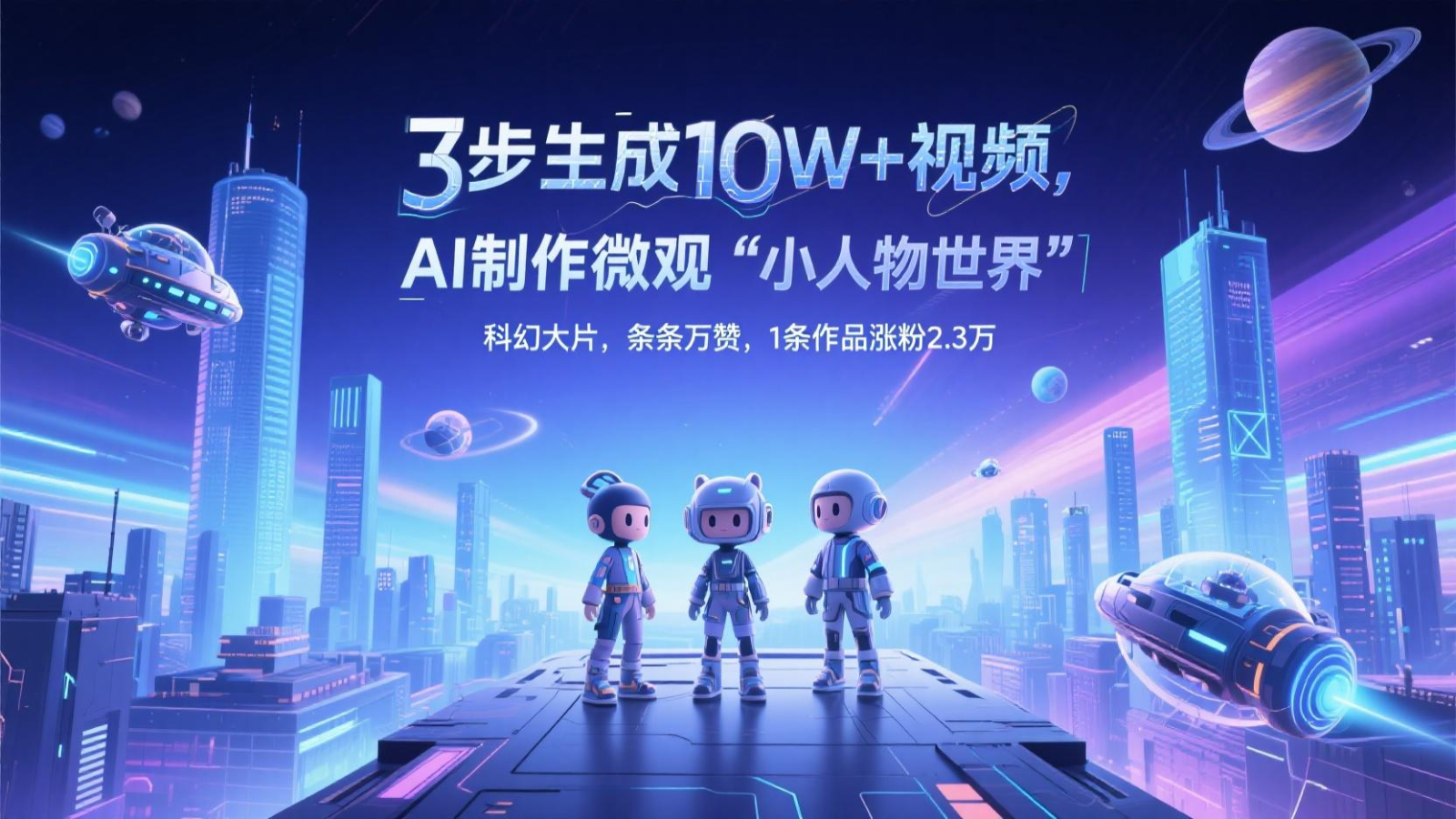 三步生成10W+视频，AI制作微观“小人物世界”科幻大片，条条万赞，1条作品涨粉2.3万-云享网创
