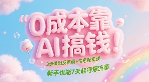 0成本靠AI搞钱！3步做出反差萌+治愈系视频，新手也能7天起号爆流量-云享网创