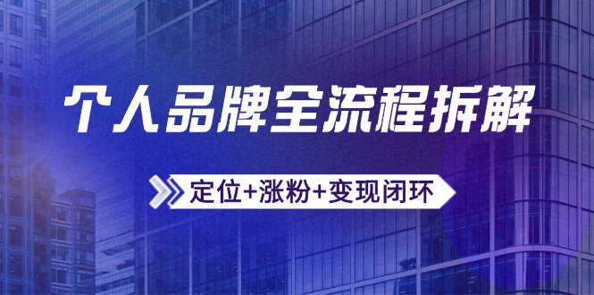 个人品牌全流程拆解：定位+涨粉+变现闭环，微信生态运营与资源整合-云享网创