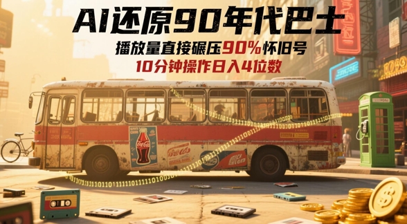 AI还原90年代巴士，一帧就让70后泪崩，播放量直接碾压90%怀旧号，每天操作十分钟，日入四位数-云享网创