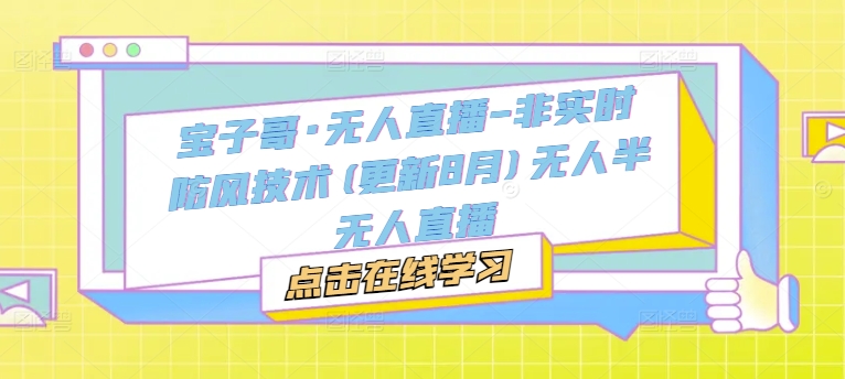 宝子哥·无人直播-非实时防风技术(更新25年5月)无人半无人直播-云享网创