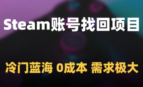 Steam账号找回项目，冷门蓝海，0成本，需求极大-云享网创
