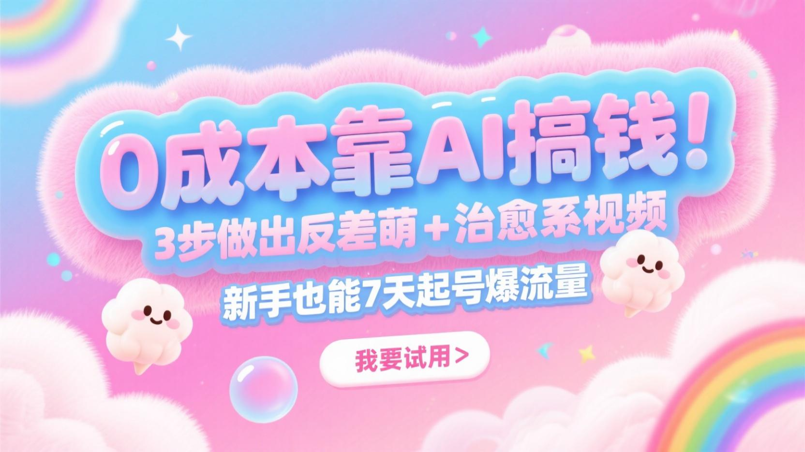 0成本靠AI搞钱！3步做出反差萌+治愈系视频，新手也能7天起号爆流量，月入5位数-云享网创