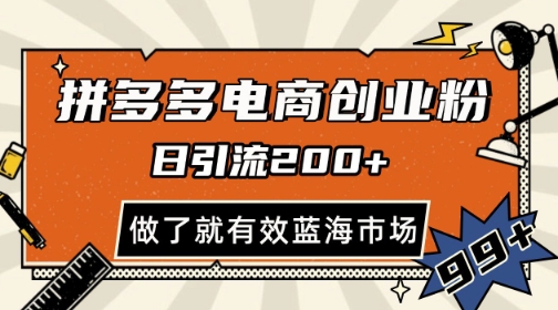 拼多多引流电商创业粉，日引200+，可矩阵放大，做了就有效【揭秘】-云享网创