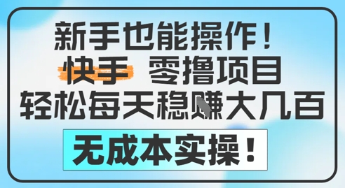 新手也能操作，快手零撸挣米，轻松每天挣2-5张，完全无成本-云享网创