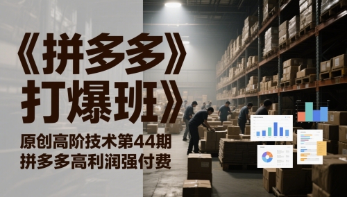 《拼多多打爆班》原创高阶技术第44期，拼多多高利润强付费-云享网创