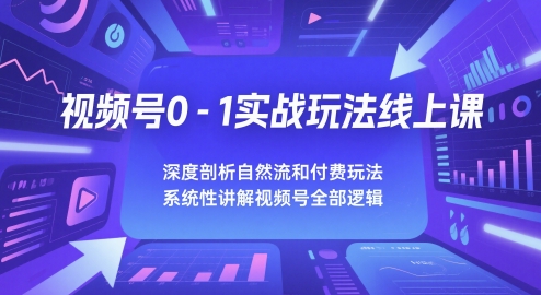 视频号0-1实战玩法线上课，深度剖析自然流和付费玩法，统性讲解视频号全部逻辑-云享网创