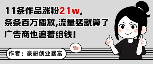 11条作品涨粉21W，条条百W播放，流量猛就算了，广告商也追着给钱-云享网创