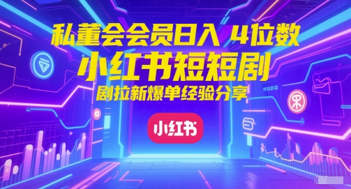 私董会会员日入4位数小红书红果短剧拉新爆单经验分享-云享网创