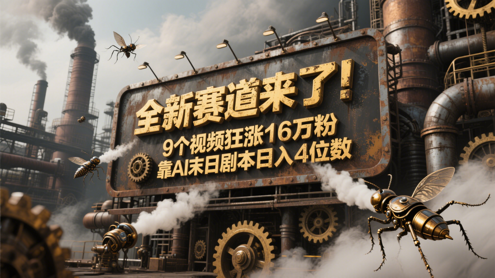 全新赛道来了！9个视频狂涨16万粉，靠AI末日剧本日入4位数，评论区爆肝追更！-云享网创