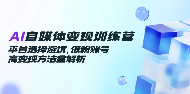 AI自媒体变现训练营，平台选择避坑，低粉账号高变现方法全解析-云享网创