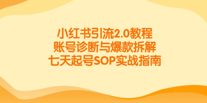 小红书引流2.0教程，账号诊断与爆款拆解，七天起号SOP实战指南-云享网创