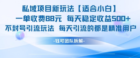 私域项目新玩法【适合小白】 一单收费88.每天稳定收益几张-云享网创